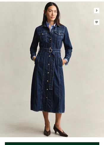 Gant Koyu Mavi Denim Gomlek Elbise