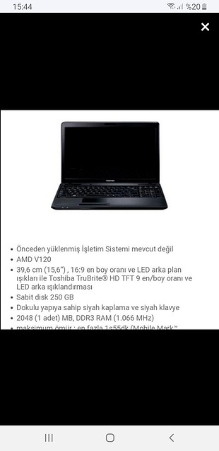 Toshiba Satelitte C650d-10q Diz üstü bilgisayar