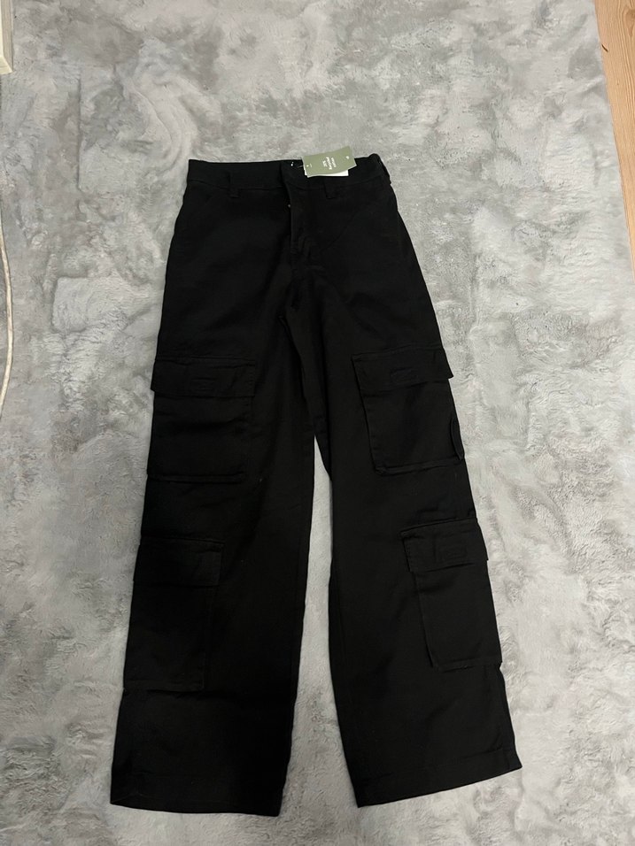 h&m etiketli siyah kargo jean - Görsel 4