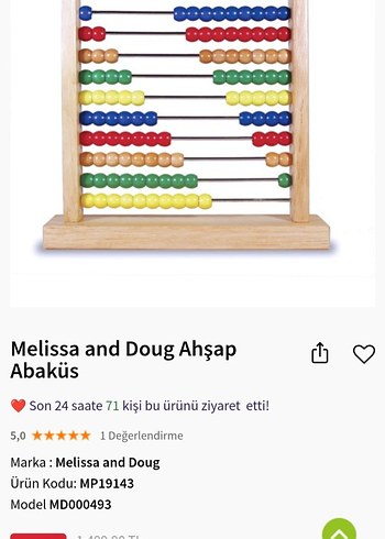 Melissa and doug Ahşap Abaküs Sayı Sayma - Görsel 6