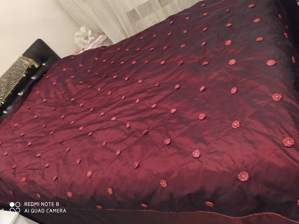 Bordo Nakışlı Yatak Örtüsü - Görsel 5