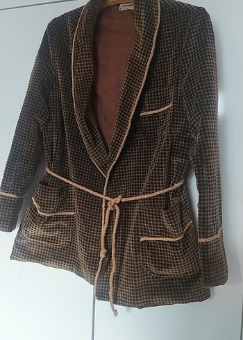 Kahverengi Vintage Bohem Midi erkek  Ceket - Görsel 4