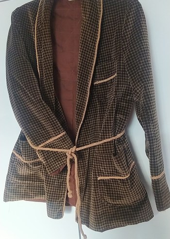 Kahverengi Vintage Bohem Midi erkek  Ceket - Görsel 7