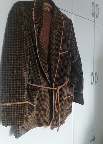 Kahverengi Vintage Bohem Midi erkek  Ceket - Görsel 5