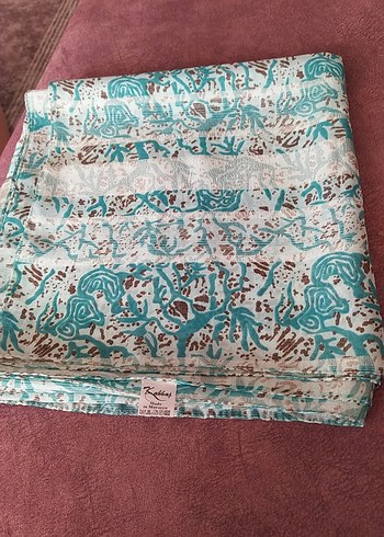 Turkuaz Bağlama Desenli başörtü - Görsel 2