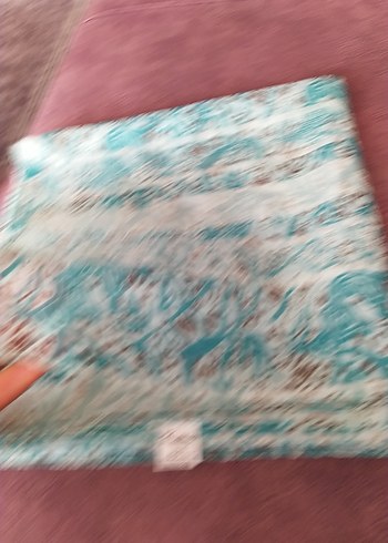 Turkuaz Bağlama Desenli başörtü - Görsel 3