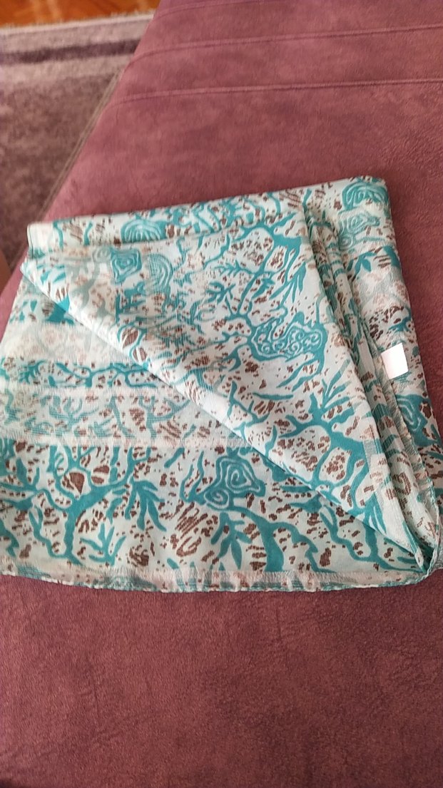 Turkuaz Bağlama Desenli başörtü - Görsel 4