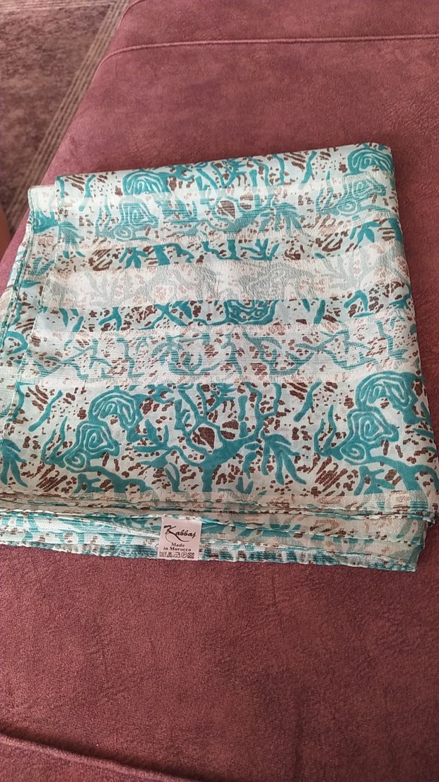 Turkuaz Bağlama Desenli başörtü - Görsel 2