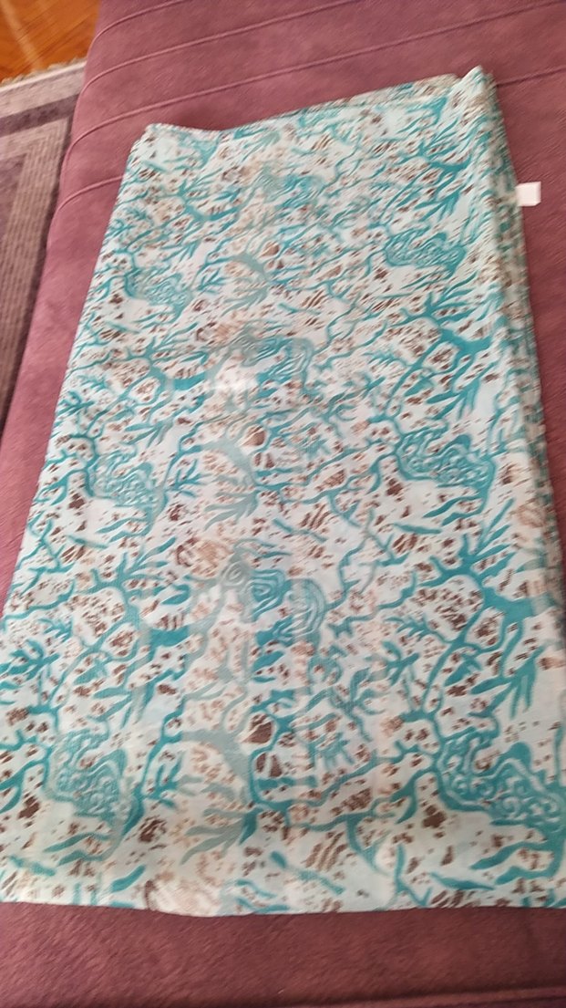 Turkuaz Bağlama Desenli başörtü - Görsel 5