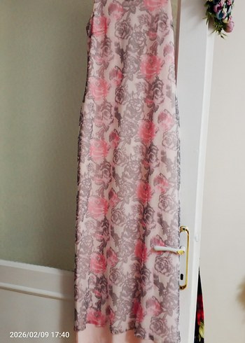 Pembe Batik Desenli Uzun Bohem Elbise - Görsel 7