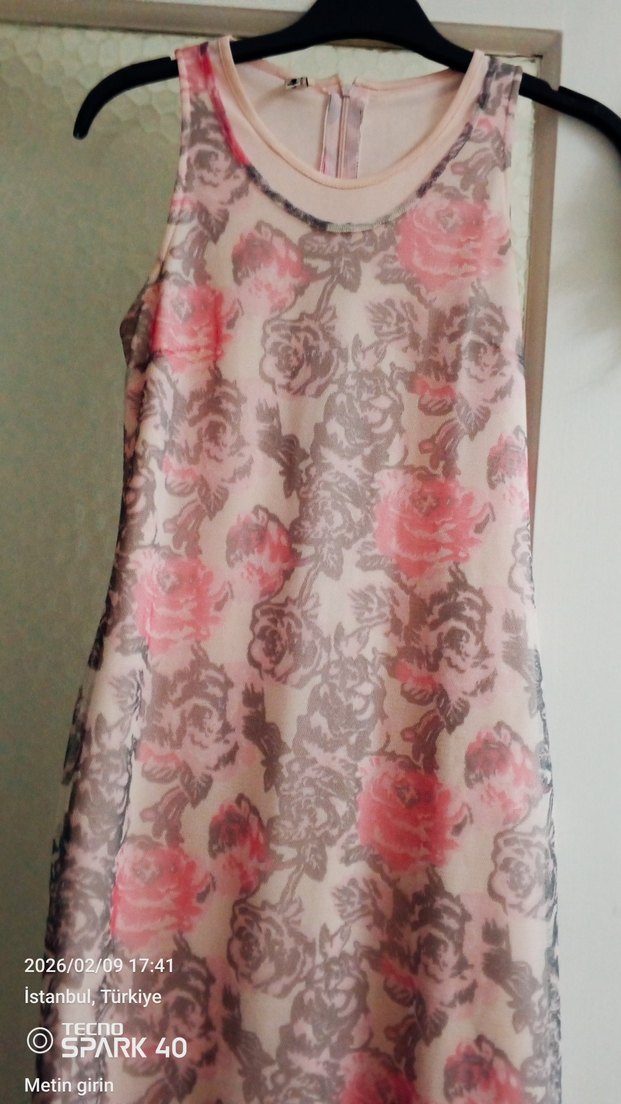 Pembe Batik Desenli Uzun Bohem Elbise - Görsel 3