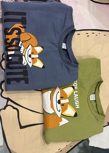 Renkli Baskılı Erkek Çocuk Uzun Kollu ikili Sweatshirt - Görsel 2