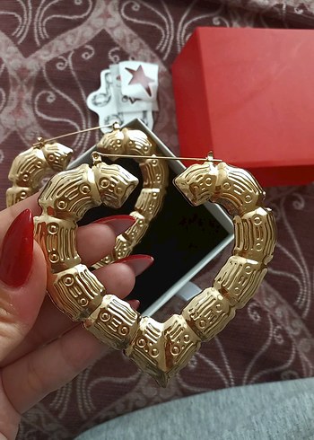 bambu halka kalp küpe - Görsel 2