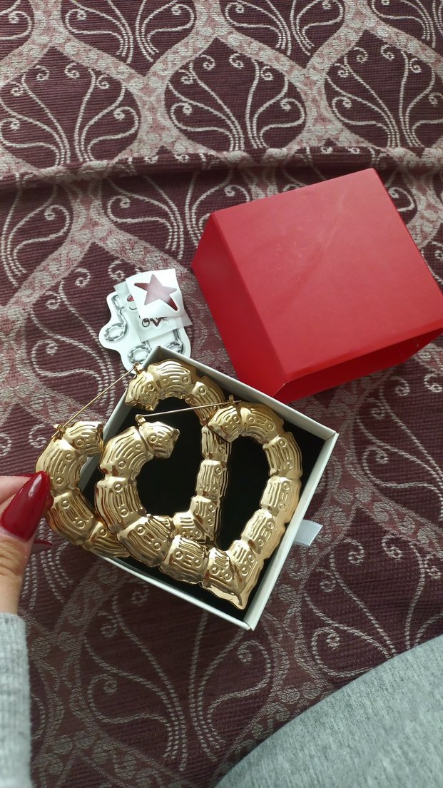 bambu halka kalp küpe - Görsel 3