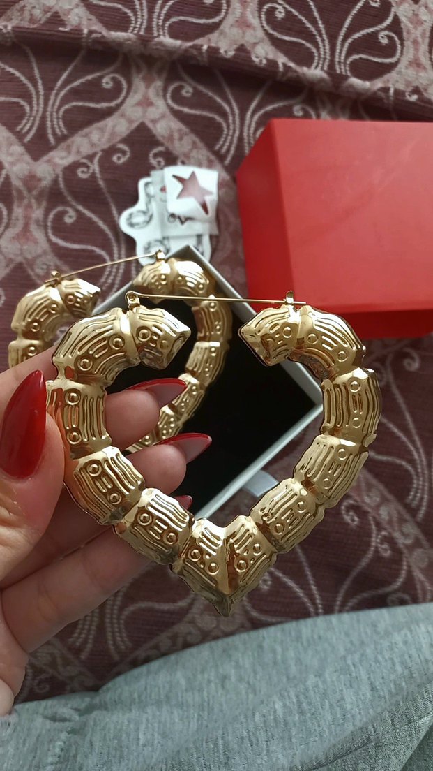 bambu halka kalp küpe - Görsel 2