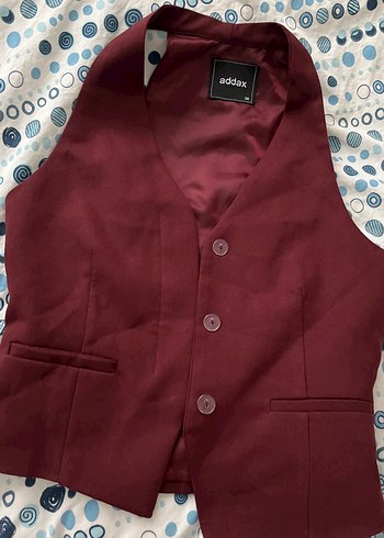 Bordo Düğmeli Kadın Yelek - Görsel 3