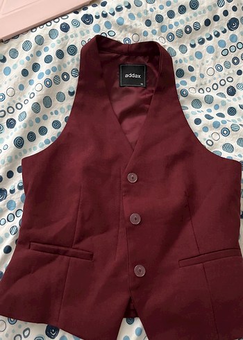 Bordo Düğmeli Kadın Yelek - Görsel 2