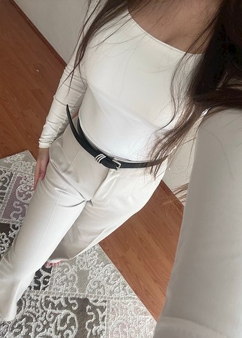 Kumaş krem Kadın Pantolon - Görsel 3