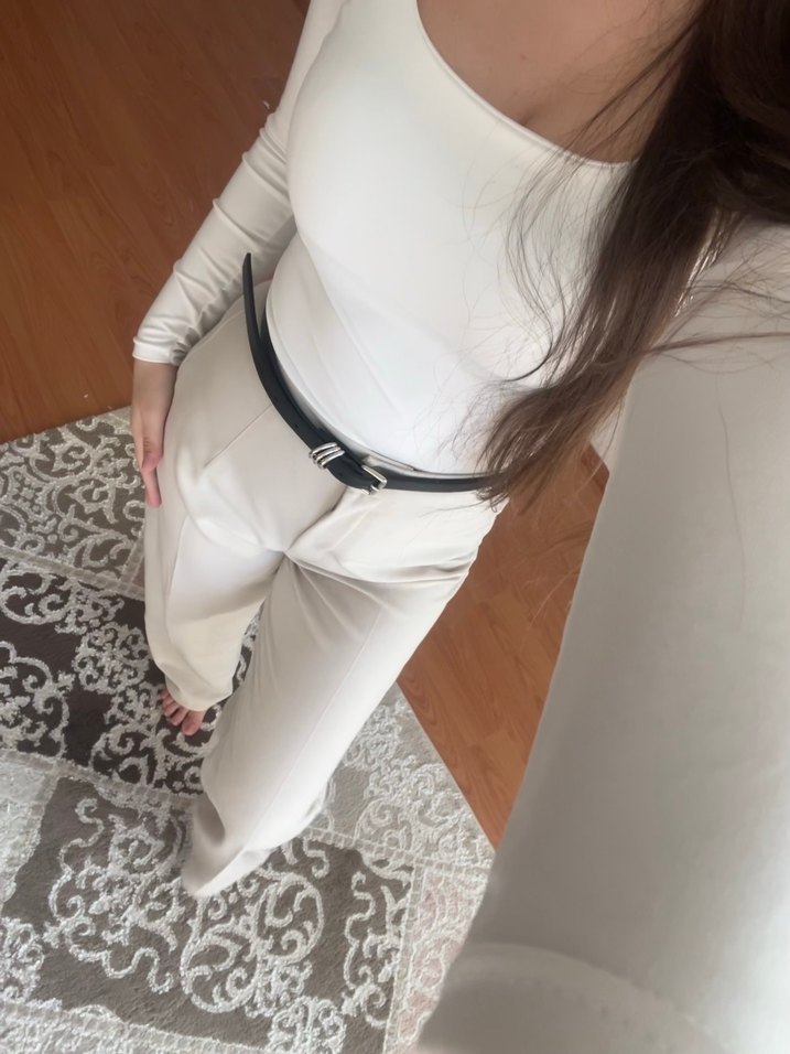 Kumaş krem Kadın Pantolon - Görsel 2