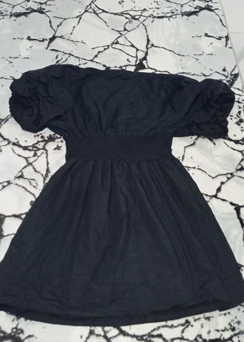 Drapeli Siyah Midi Kadın Elbise SHEIN MARKA - Görsel 4