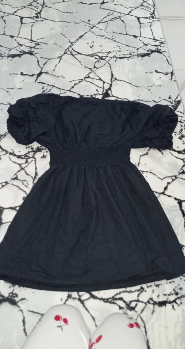 Drapeli Siyah Midi Kadın Elbise SHEIN MARKA - Görsel 4