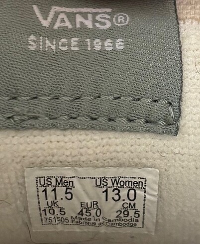 45 Beden beyaz Renk vans ayakkabı