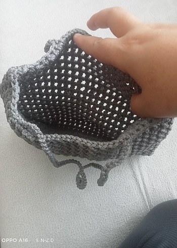 Beden gri Renk Diger Gri Örgü Kadın Çanta