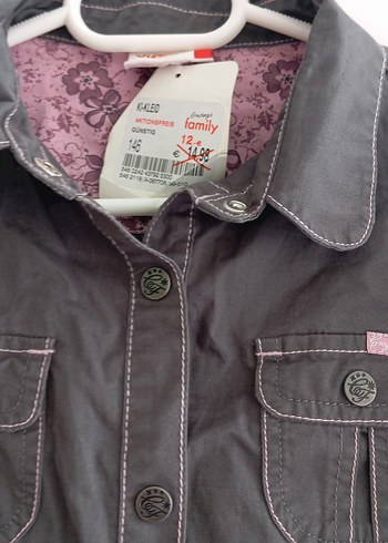 9 Yaş Beden Kısa Kollu Gri Denim Kız Elbisesi