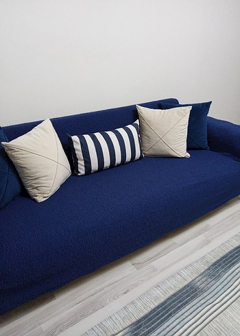 Çağdaş Mavi Kanepe Örtüsü - Görsel 3