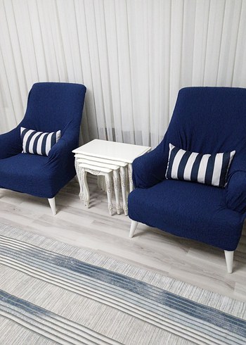 Çağdaş Mavi Kanepe Örtüsü - Görsel 2