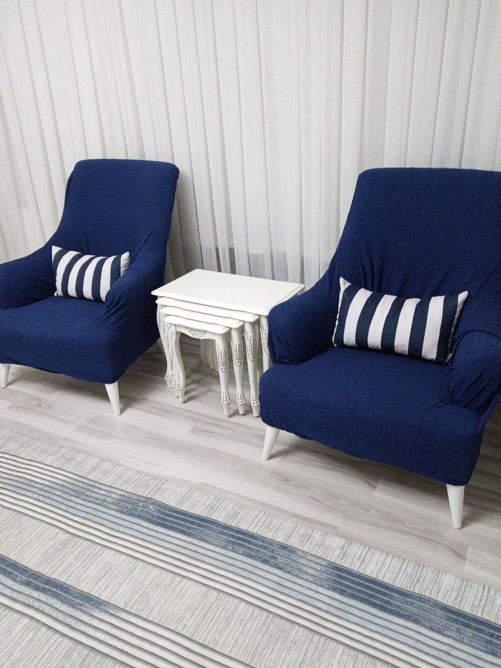 Çağdaş Mavi Kanepe Örtüsü - Görsel 2