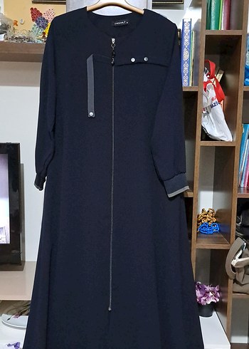 Fermuarlı Lacivert Uzun Kadın Ferace - Görsel 2