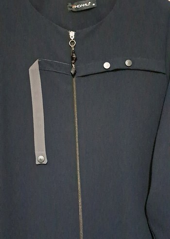 Fermuarlı Lacivert Uzun Kadın Ferace - Görsel 4