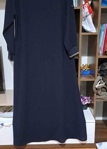 Fermuarlı Lacivert Uzun Kadın Ferace - Görsel 3