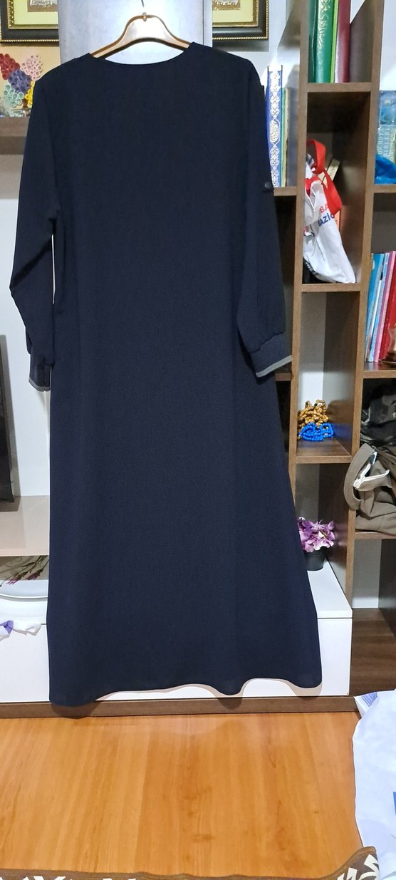 Fermuarlı Lacivert Uzun Kadın Ferace - Görsel 3