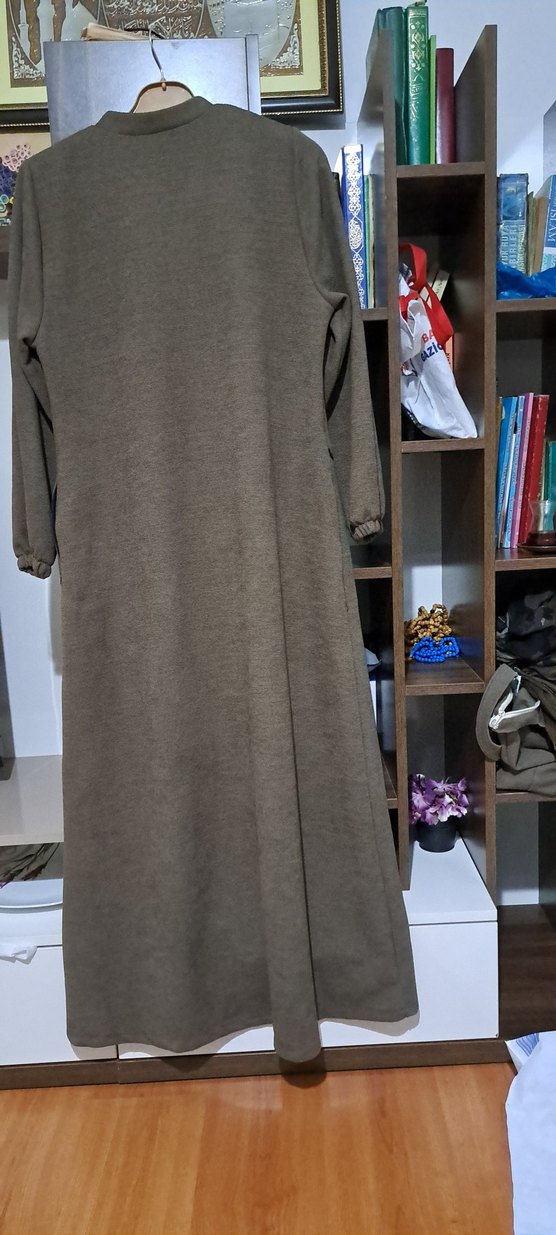 Kahve Uzun Kadın FERACE Fermuarlı Rahat Kesim - Görsel 3