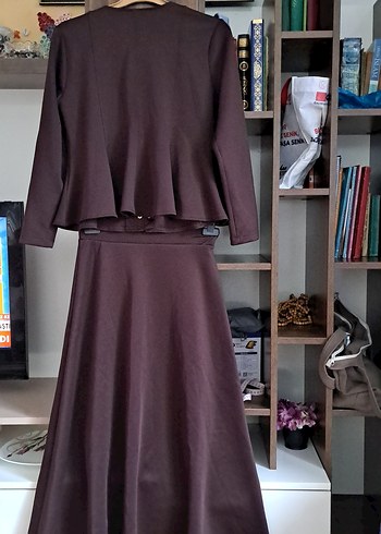 Bordo Uzun Kollu Düğmeli Kadın ikili Takım - Görsel 3