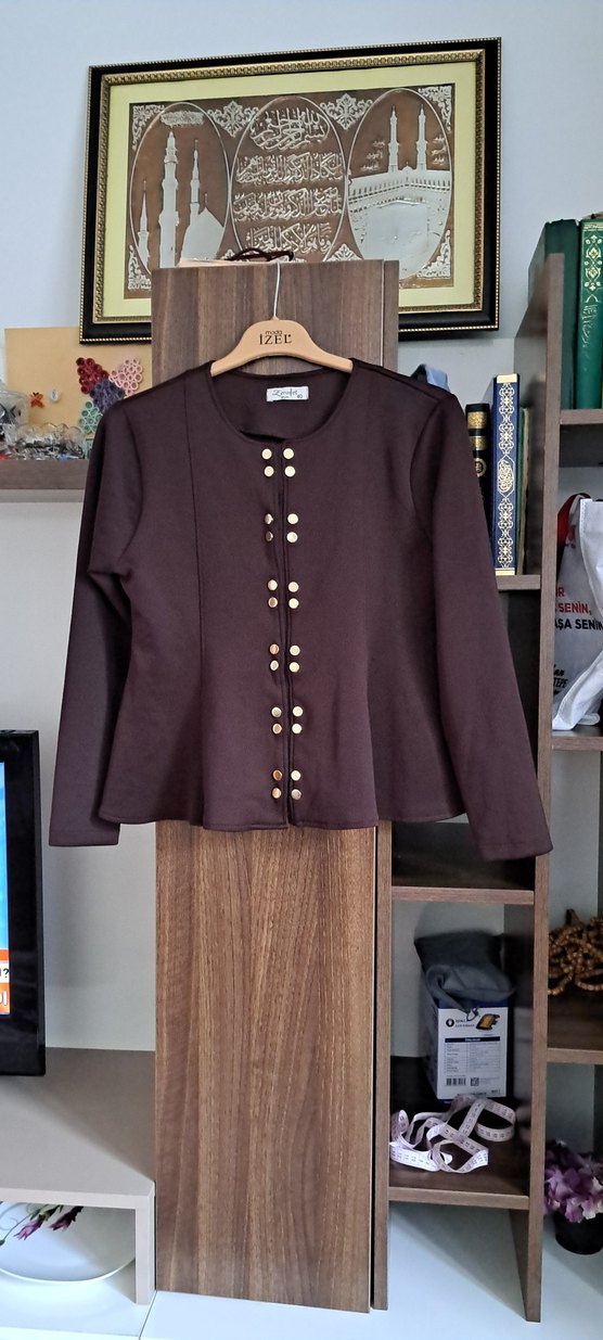 Bordo Uzun Kollu Düğmeli Kadın ikili Takım - Görsel 4