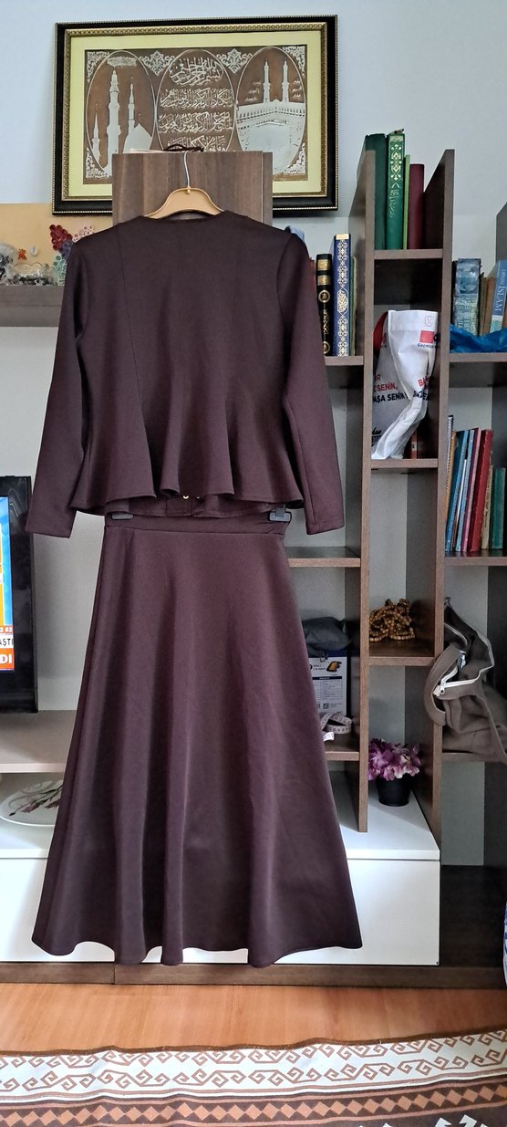 Bordo Uzun Kollu Düğmeli Kadın ikili Takım - Görsel 3