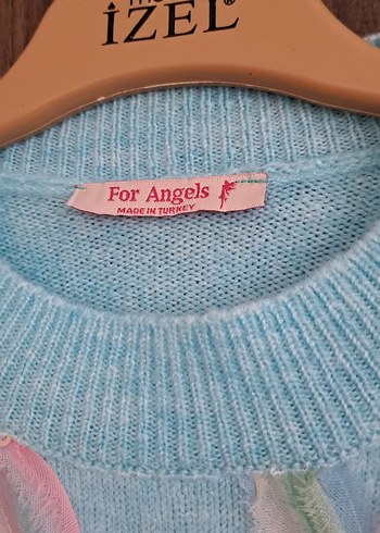 Nakışlı Mavi Bohem Kadın Triko Kazak - Görsel 4