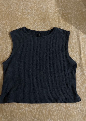 Gri Kısa Örme Kolsuz Kadın Tulum - Görsel 2