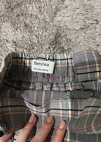 Gri Ekose Pilili Mini Etek Bershka - Görsel 2