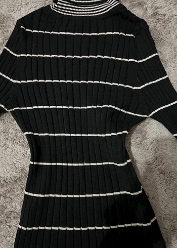 Çizgili Boğazlı Triko Kadın bluz - Görsel 2