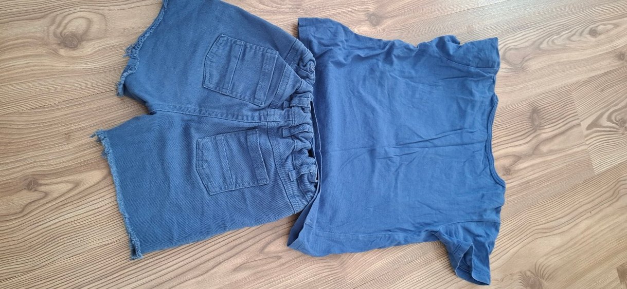 Mavi Baskılı Tişört ve  Kot Şort Takım - Görsel 3