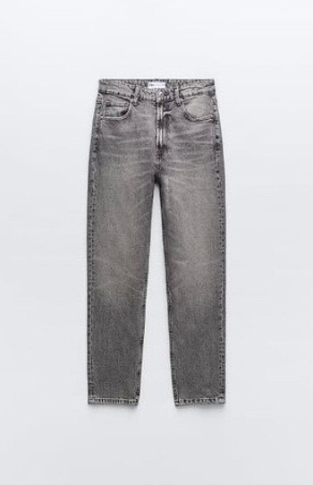 Zara gri yüksek bel mom fit jean