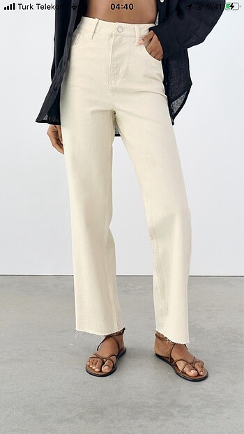 Zara bej Z1975 yüksek bel straight fit jean