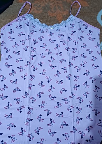 Pembe Desenli Askılı Midi Kadın Pijama