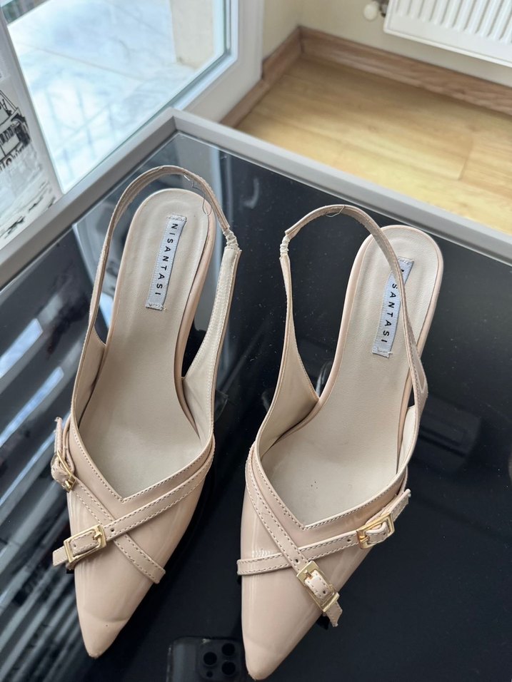 Bej Tokalı İnce Topuklu Kadın Ayakkabı - Görsel 2