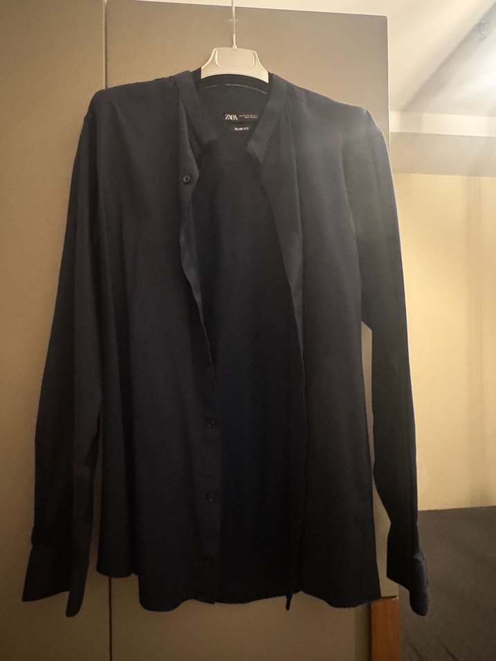 Zara Erkek Mavi Baskılı Slim Fit Gömlek - Görsel 2