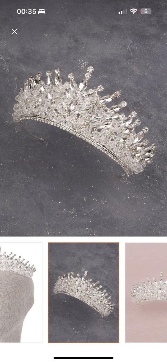 Kristal Taşlı Beyaz Gelin Tacı - Görsel 3